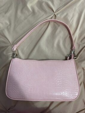 Women's Pink Croc-Embossed Shoulder Bag
